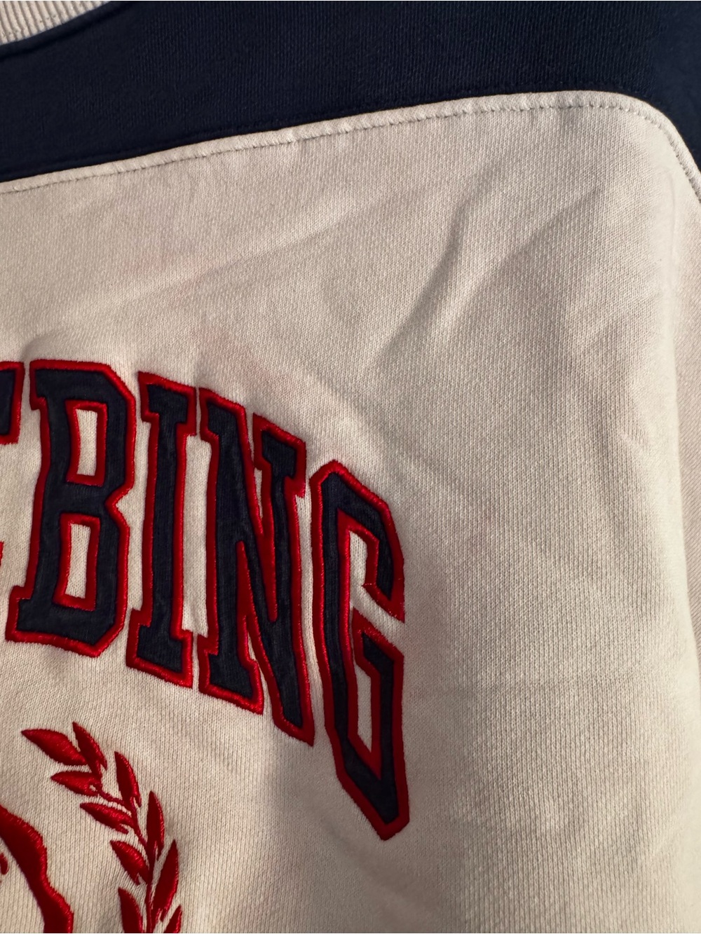 Anine Bing x Reebok White Navy Red Logo Crewneck Sweatshirt - Picture 5 of 8